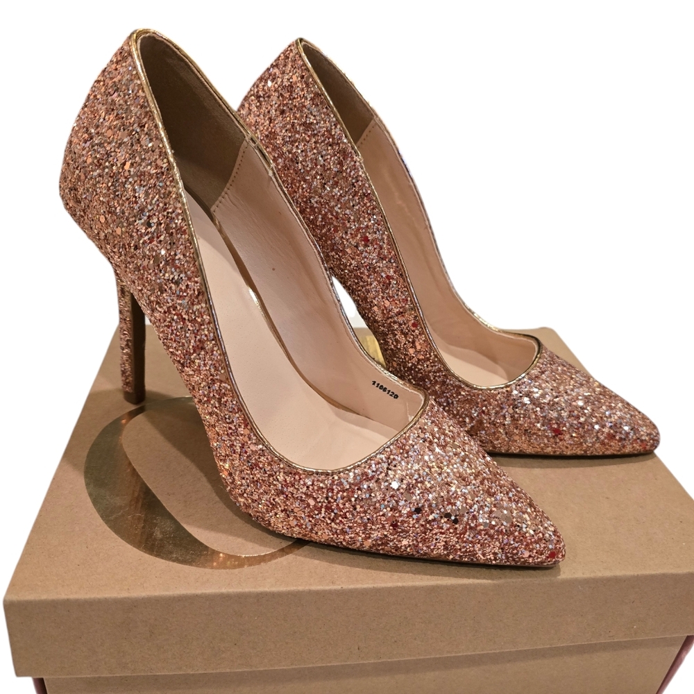 STILETTO Heels 👠 in Rose Glitter🌹